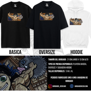 Playera Corte oversize(230g) o Basica(190g)  y Hoodie (270gr), de  Inosuke Inspirado en Demon Slayer
