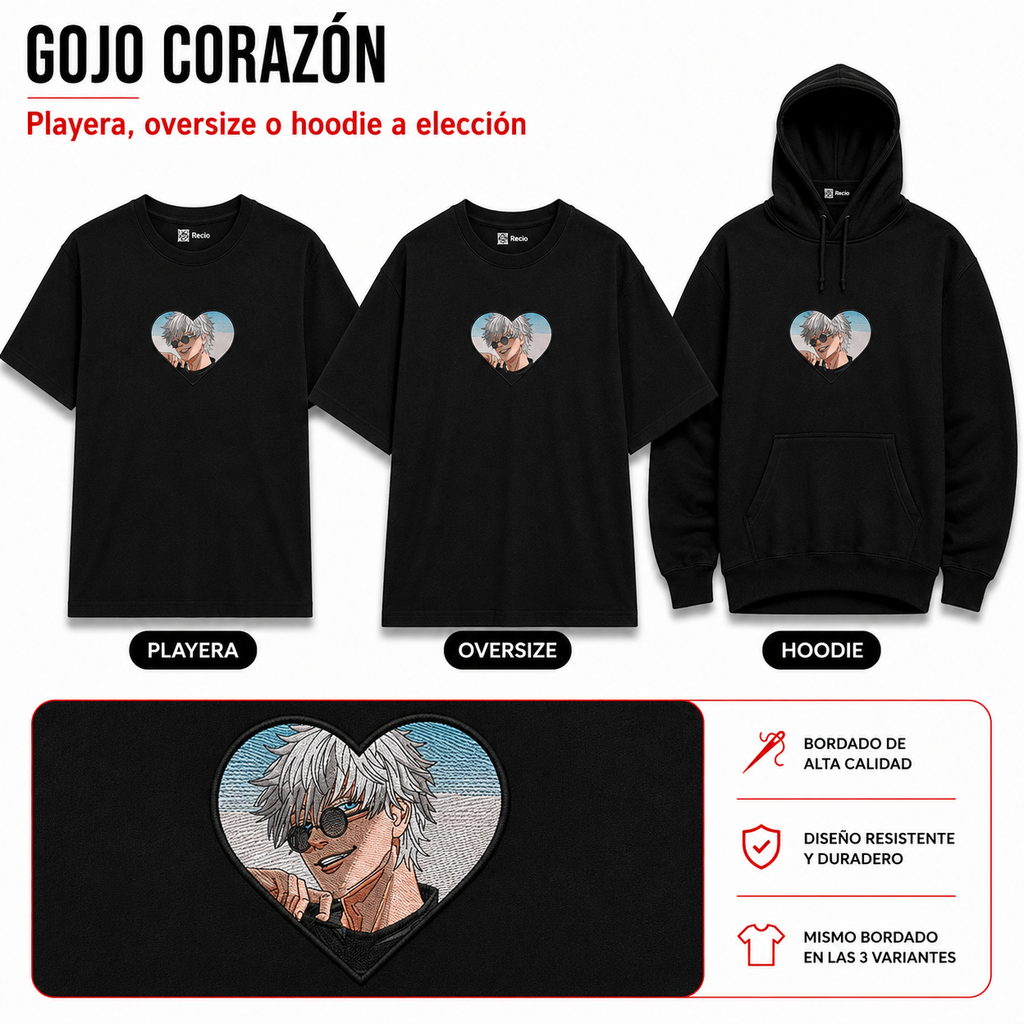 JUJUTSU KAISEN BORDADO GOJO CORAZON