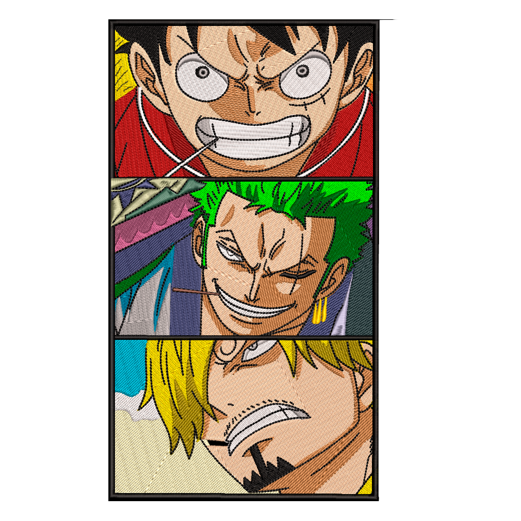 DISEÑO BORDADO LUFFY-SANJI-ZORO